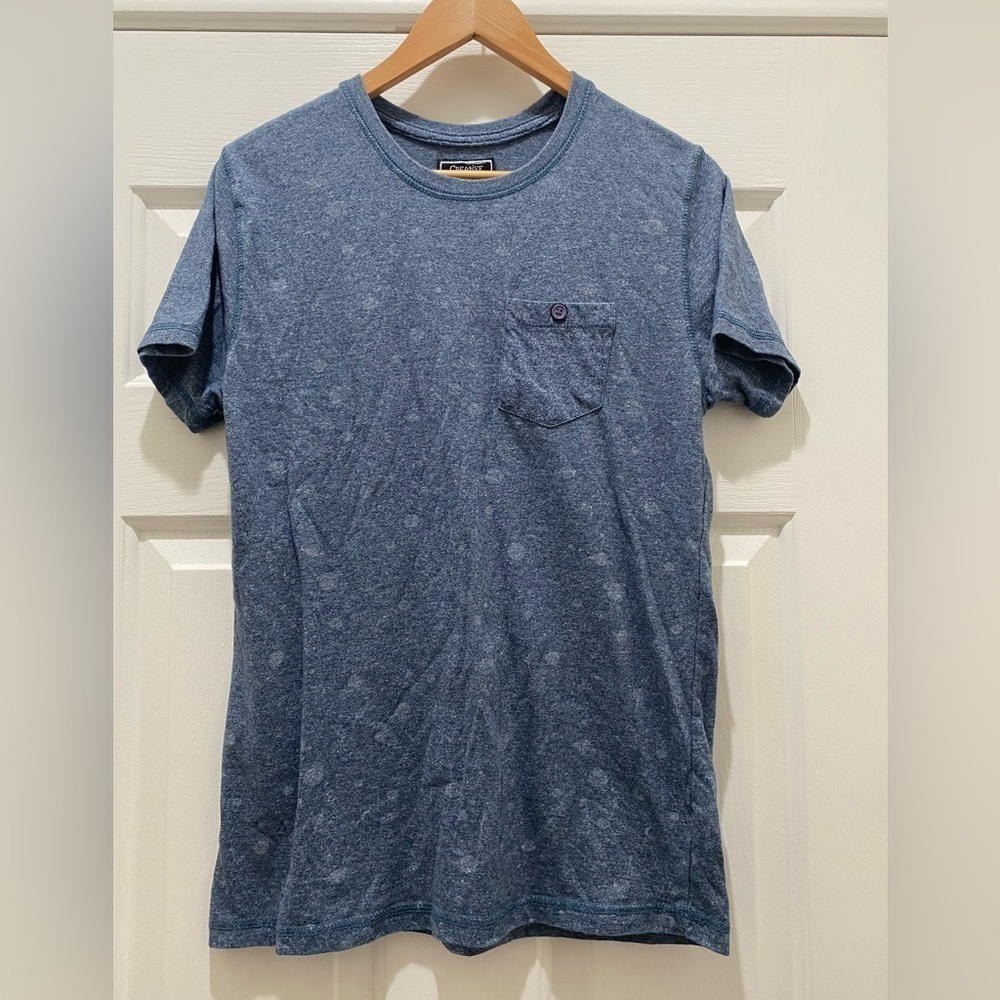 Creative Destruction Blue Water Color Shirt with One Button Pocket, size Large